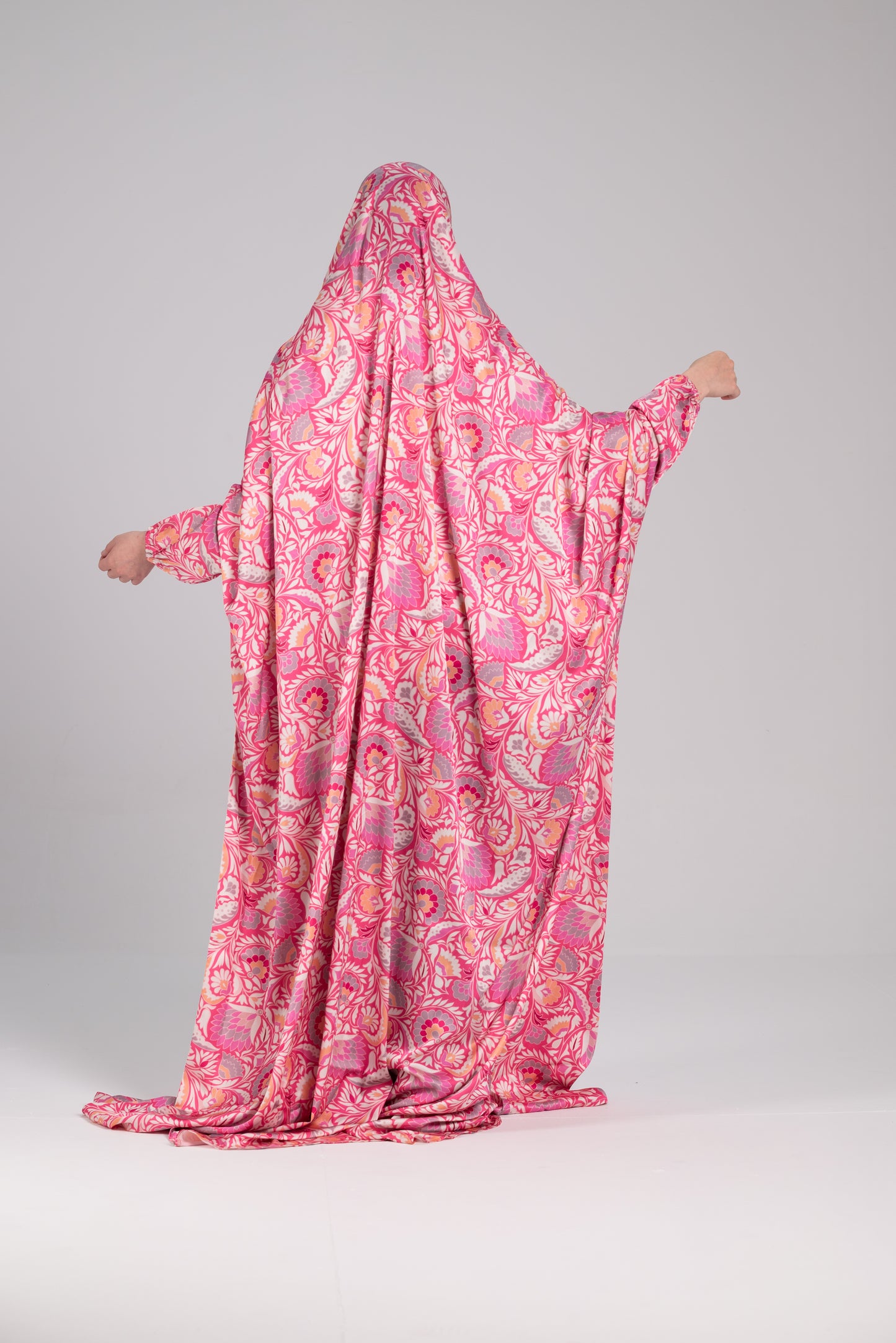 Pink Satin Cap esdal with sleeves