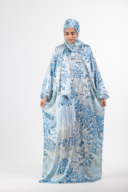 Graceful garden silk satin esdal with bandana