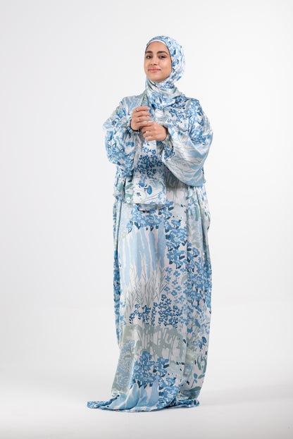 Graceful garden silk satin esdal with bandana