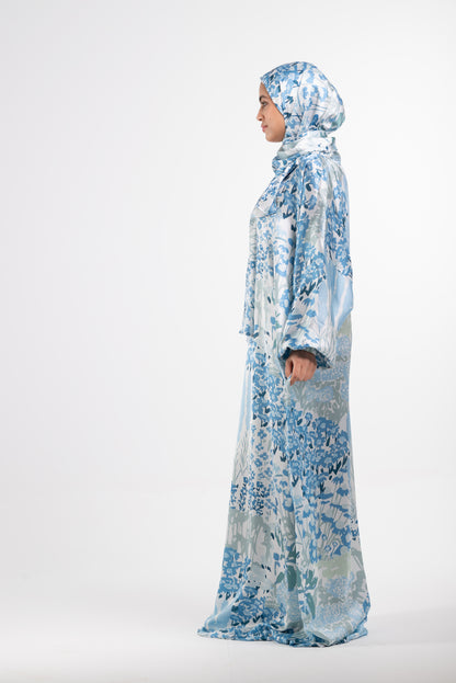 Graceful garden silk satin esdal with bandana