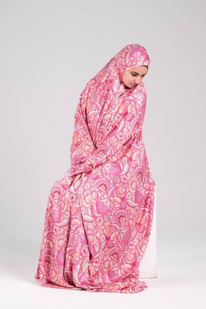 Pink Satin Cap esdal with sleeves