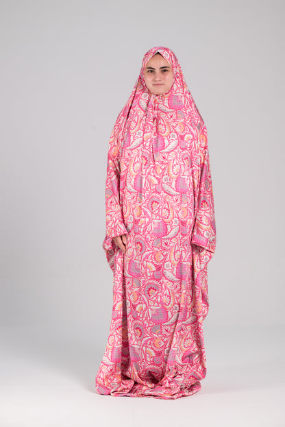 Pink Satin Cap esdal with sleeves