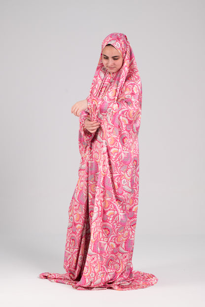 Pink Satin Cap esdal with sleeves