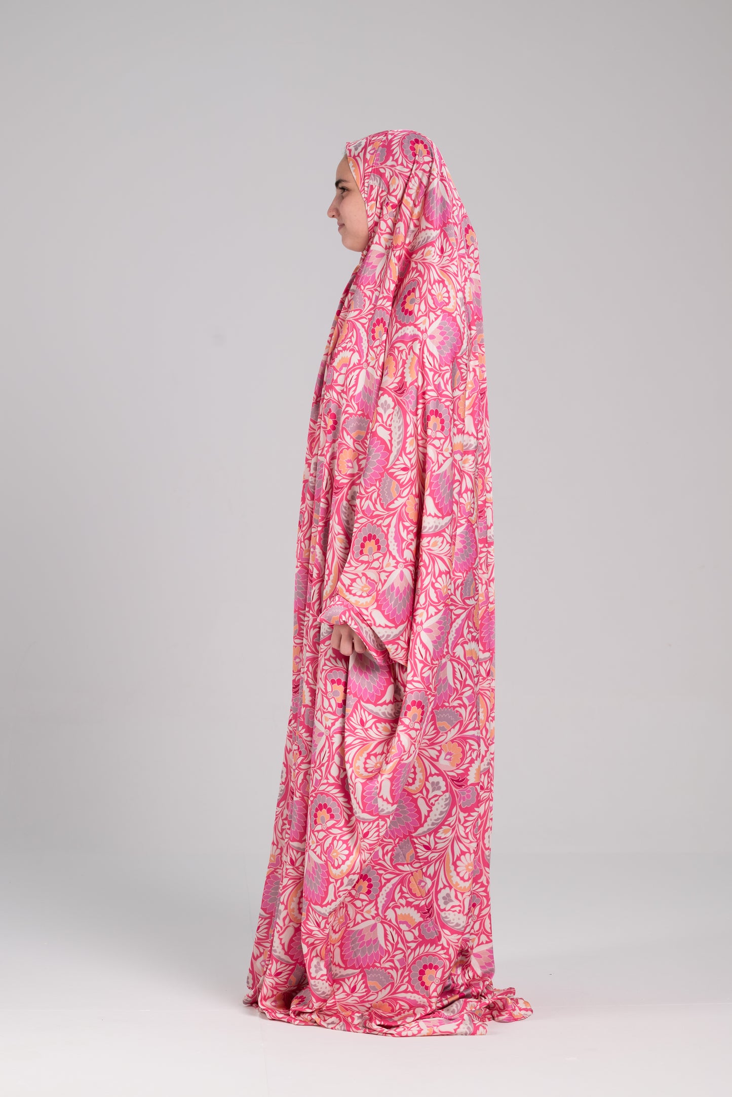 Pink Satin Cap esdal with sleeves