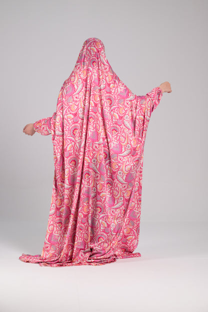 Pink Satin Cap esdal with sleeves
