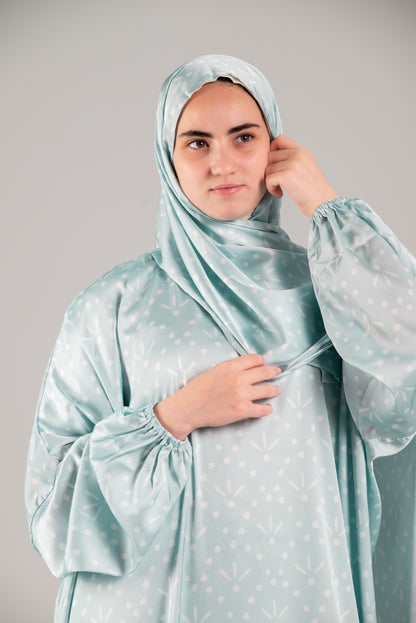 Mint soft satin esdal with bandana