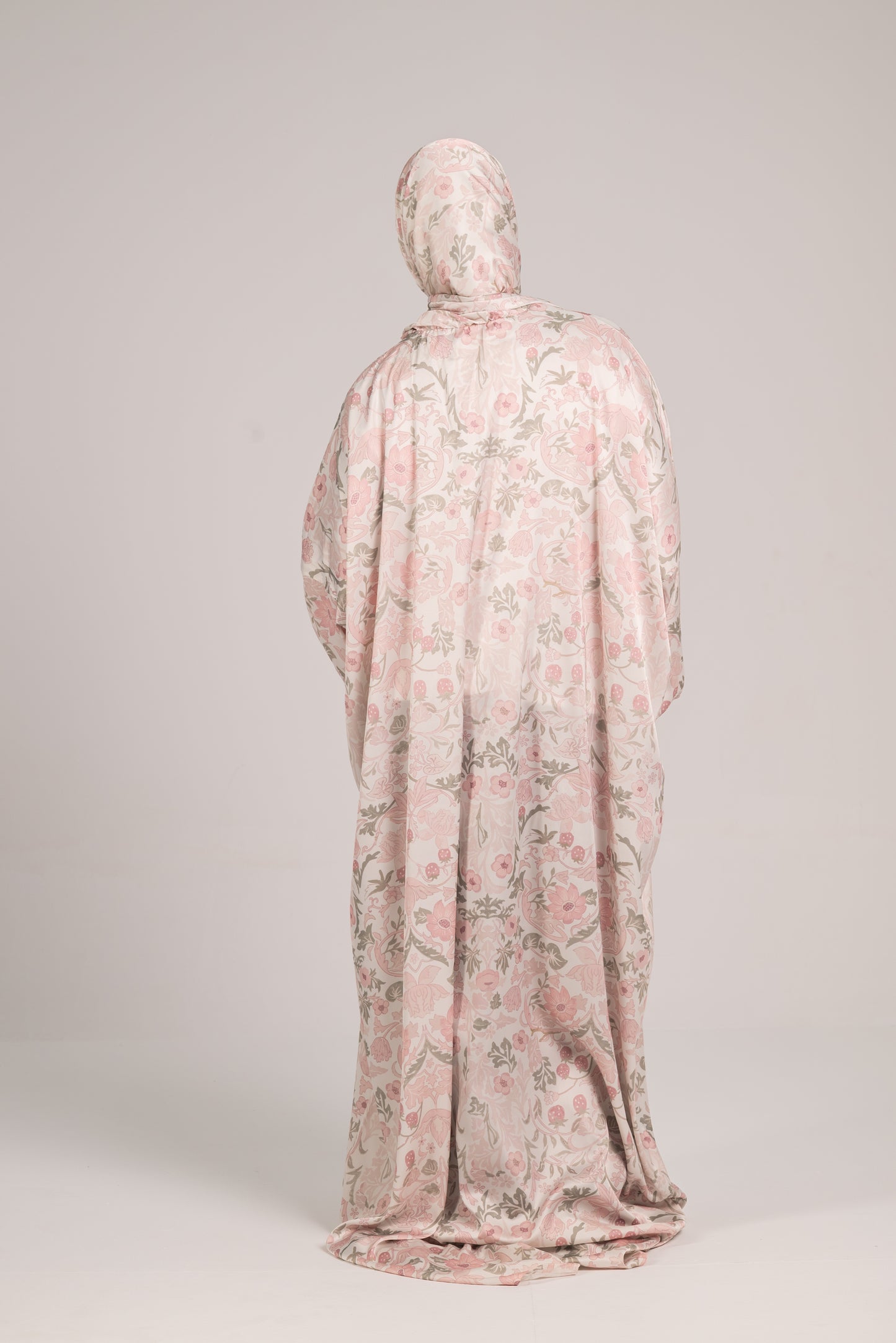 Dusty Pink Floral Satin Esdal with Bandana