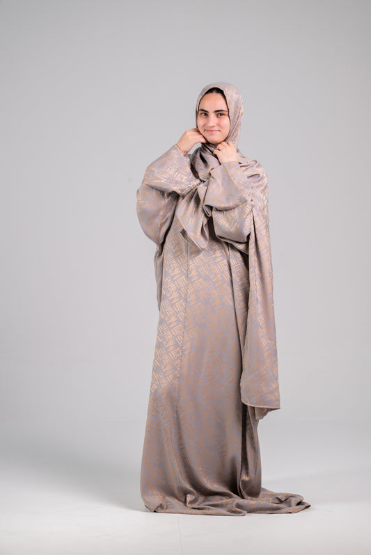 Taupe Gold Print New Cotton with Satin Esdal