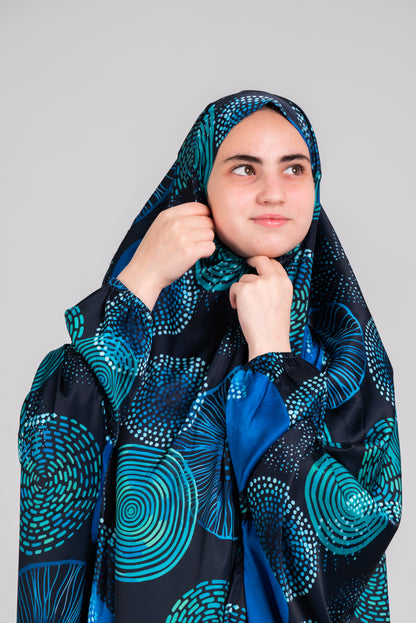 Midnight bloom printed soft satin Cap Esdal