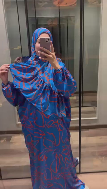Blue haven silk satin esdal with bandana